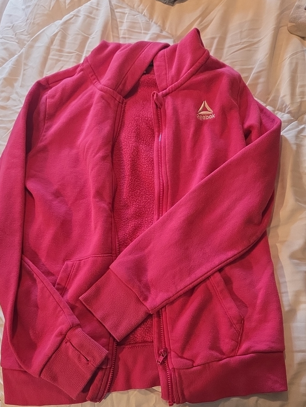 Reebok Girls' Pink Fleece-Lined Full-Zip Hoodie
